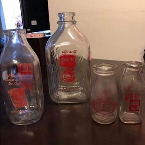 Antique Pet glass milk bottles